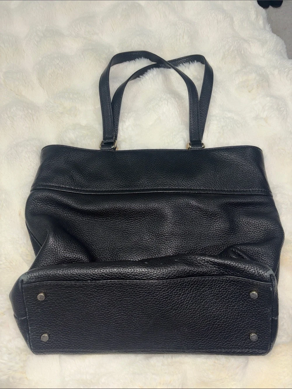 kate spade Black Pebbled Leather Shoulder Tote with Front Zip